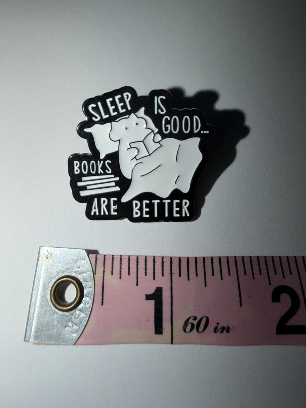 Sleep is Good.. Books are Better Cat Book Pin Brooch